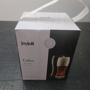 JoyJolt Callen 4-Beer Drinking Glasses, 15.5 ounce